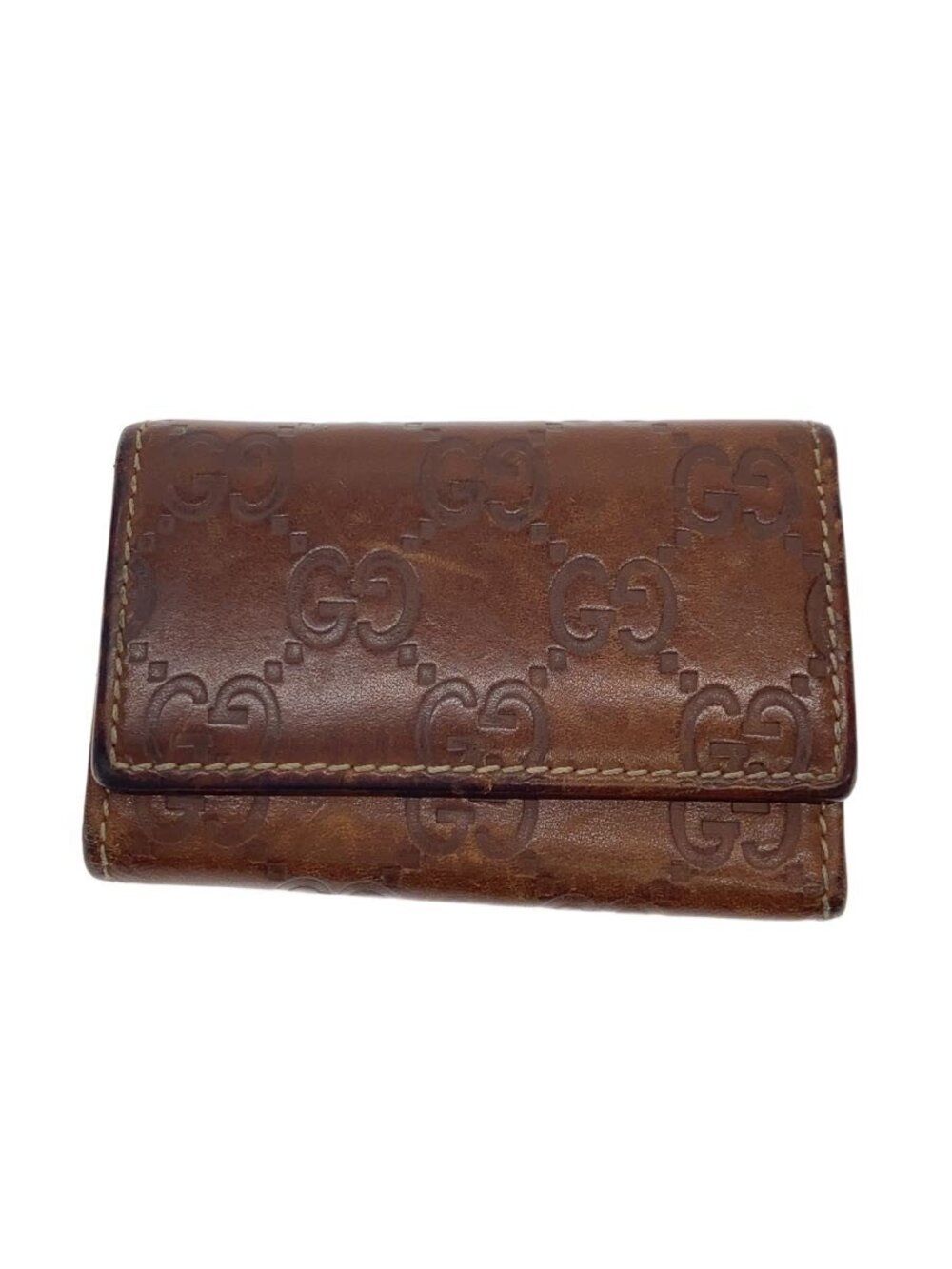 Gucci Key Case Wallet Leather Brown All over